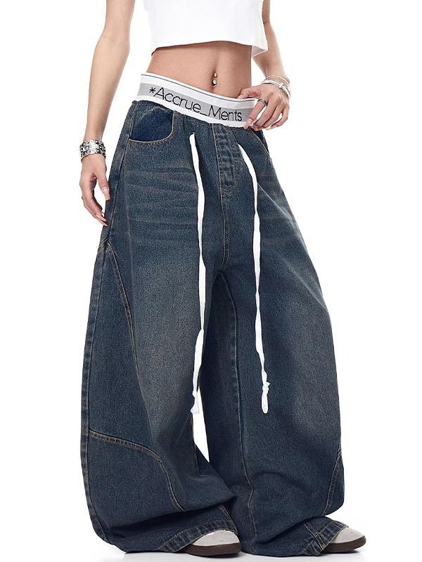 EMMIOL Vaqueros holgados con bloqueo de color retro