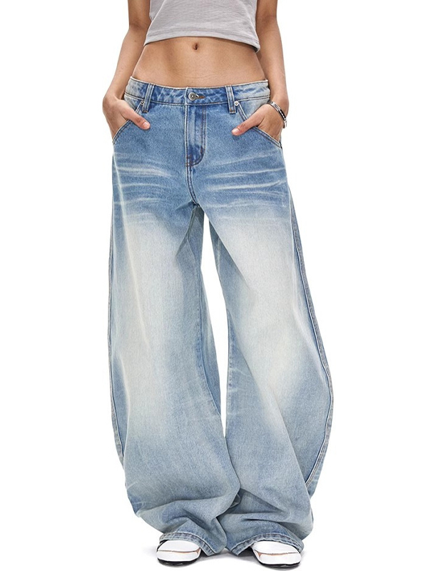 EMMIOL Vaqueros holgados con acabado deslavado