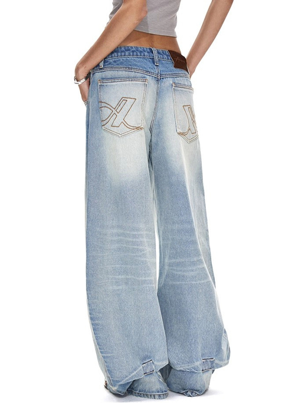 EMMIOL Vaqueros holgados con acabado deslavado