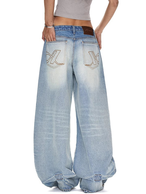 EMMIOL Vaqueros holgados con acabado deslavado