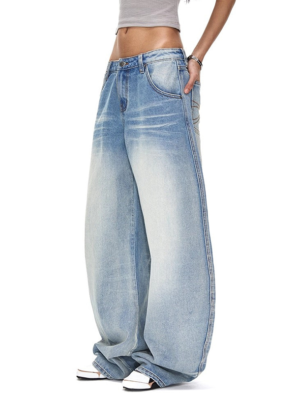 EMMIOL Vaqueros holgados con acabado deslavado