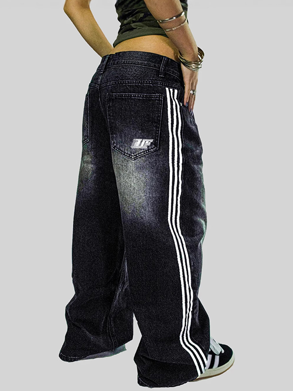 EMMIOL American Color Blocking Baggy Jeans