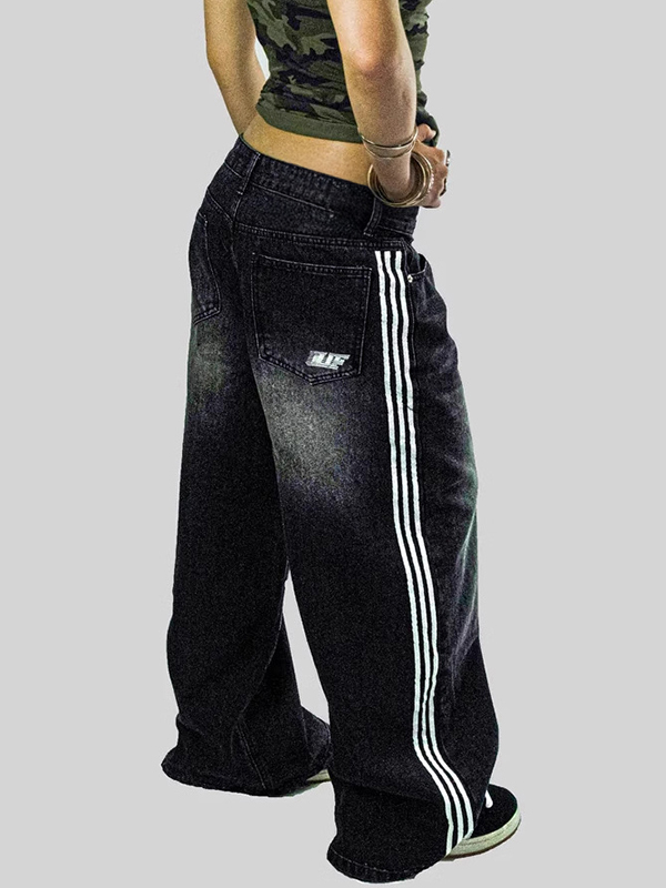 EMMIOL American Color Blocking Baggy Jeans