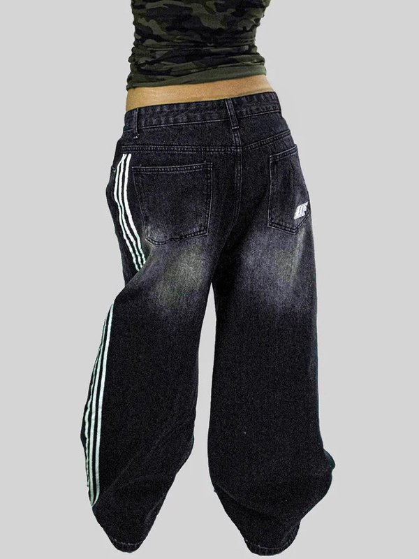 EMMIOL American Color Blocking Baggy Jeans