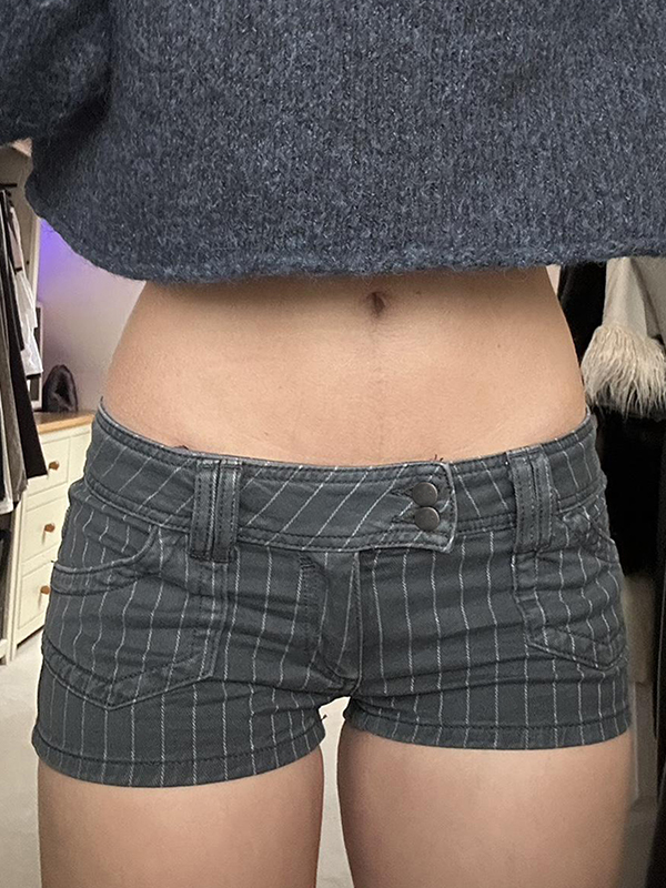 EMMIOL Shorts vaqueros a rayas con bloques de color