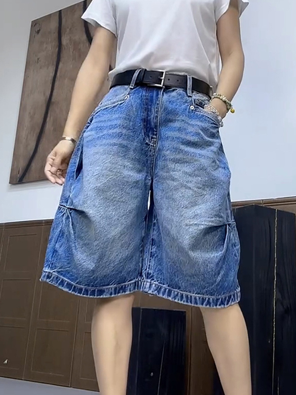 EMMIOL High-Waisted Cropped Denim Shorts