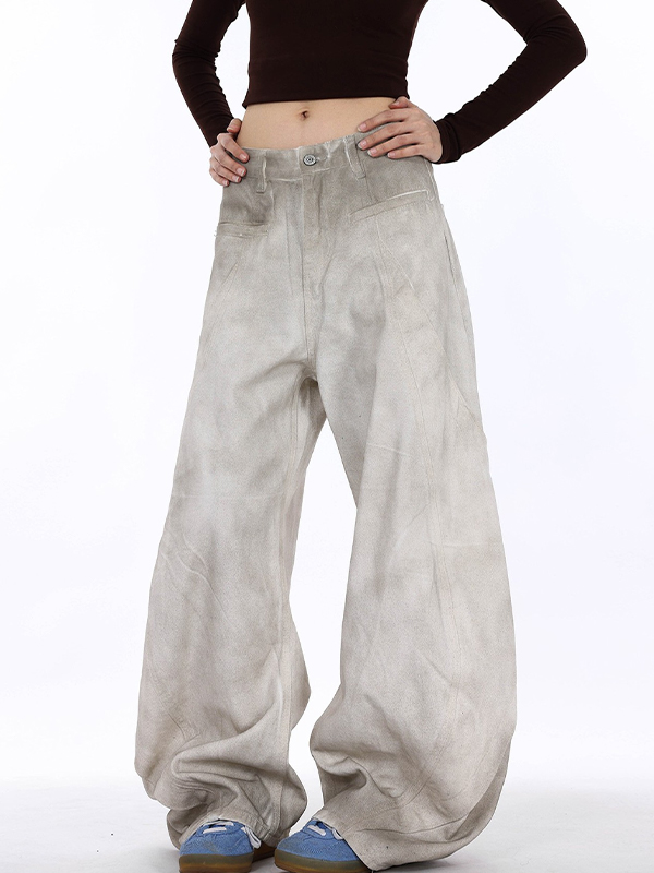 EMMIOL Vaqueros holgados de lavado blanco de alta resistencia