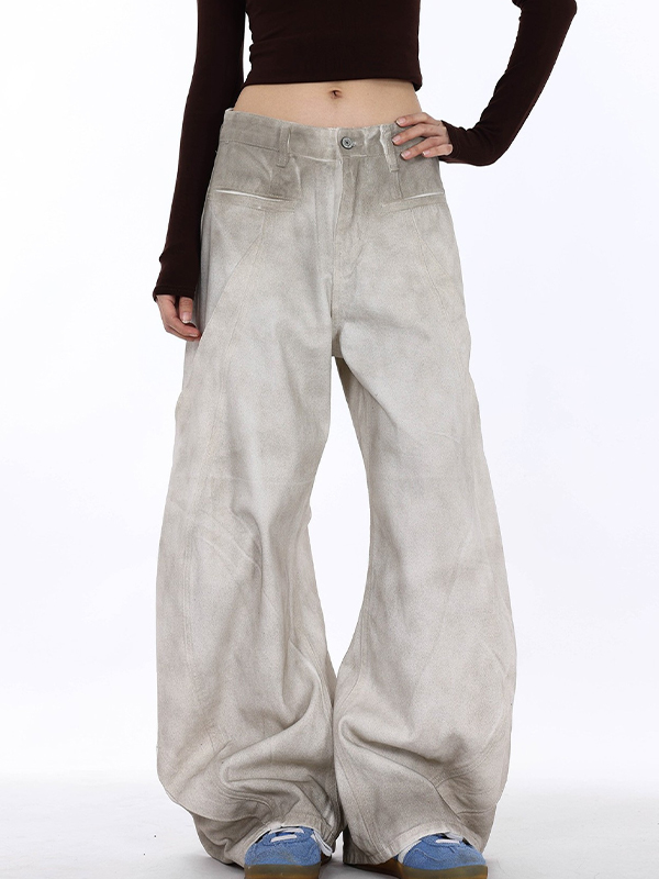 EMMIOL Vaqueros holgados de lavado blanco de alta resistencia