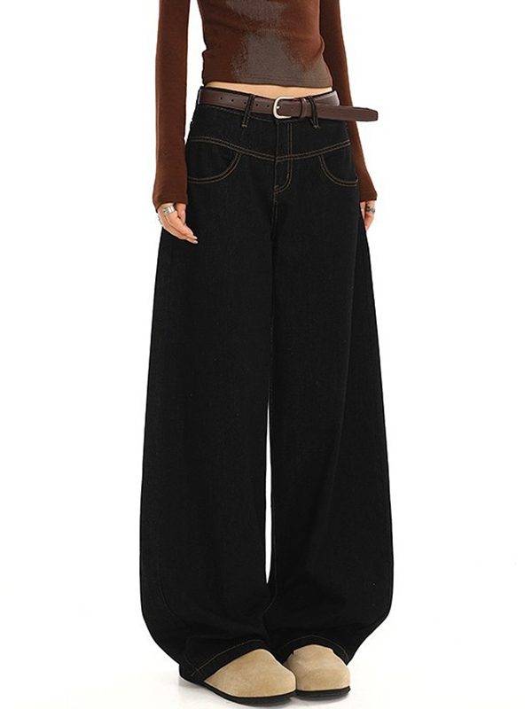 EMMIOL Vaqueros holgados con diseño de cuchillo curvo vintage americano