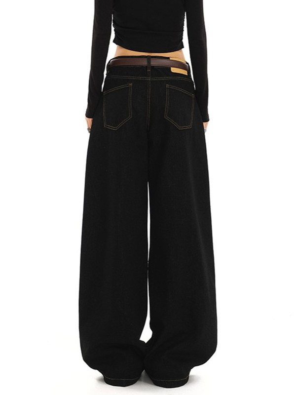 EMMIOL Vaqueros holgados con diseño de cuchillo curvo vintage americano