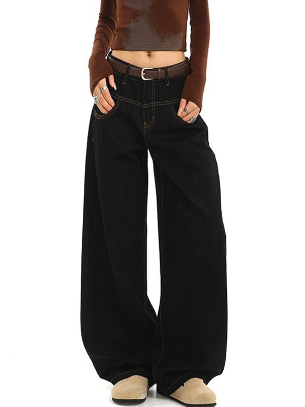 EMMIOL Vaqueros holgados con diseño de cuchillo curvo vintage americano