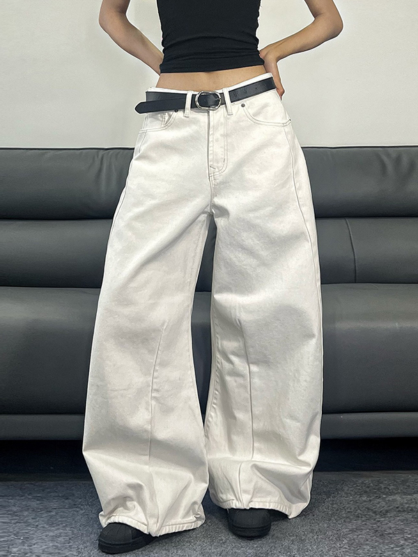 EMMIOL Vaqueros holgados con diseño minimalista sin costuras