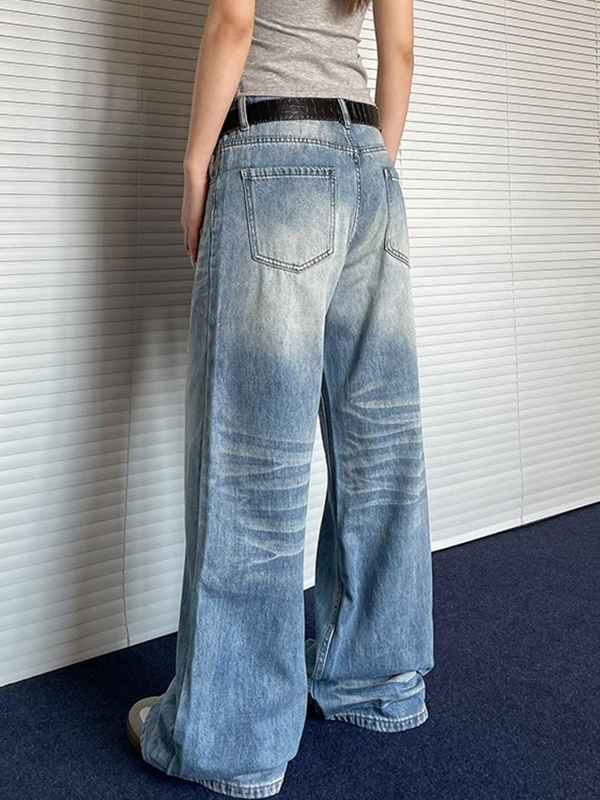 EMMIOL Retro Cat Whisker Wash Boyfriend Jeans
