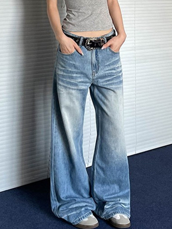 EMMIOL Retro Cat Whisker Wash Boyfriend Jeans