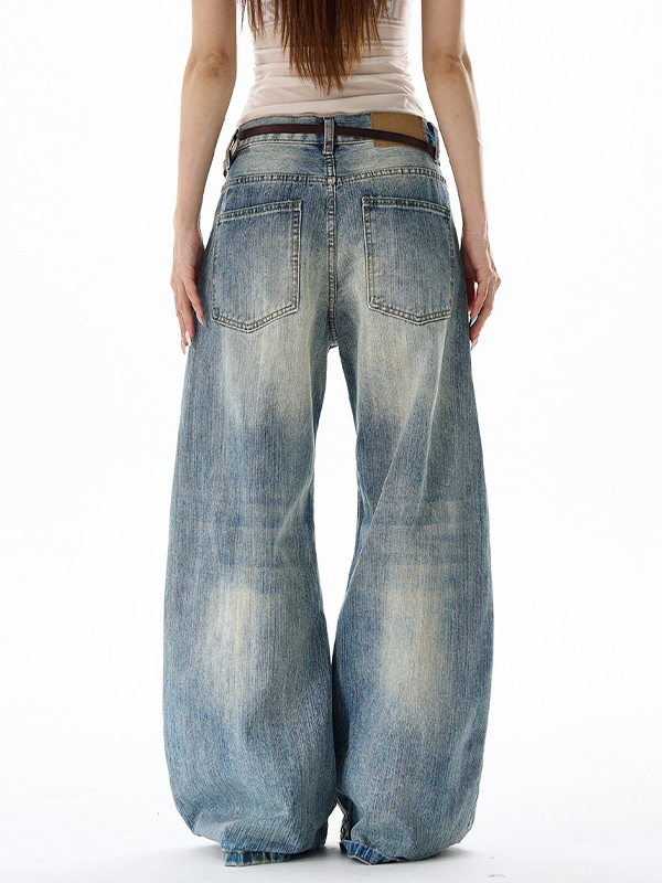 EMMIOL Jeans mit Bambusknotenmuster und Rissen