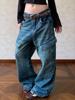 EMMIOL Wash-Faded Large Pocket Cargo Jeans