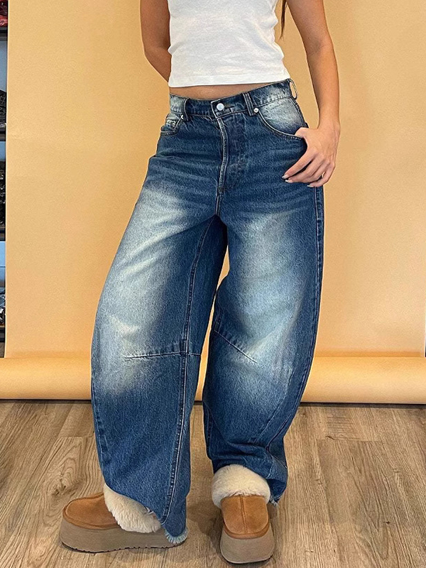 EMMIOL High-Waisted Wide-Leg Boyfriend Jeans