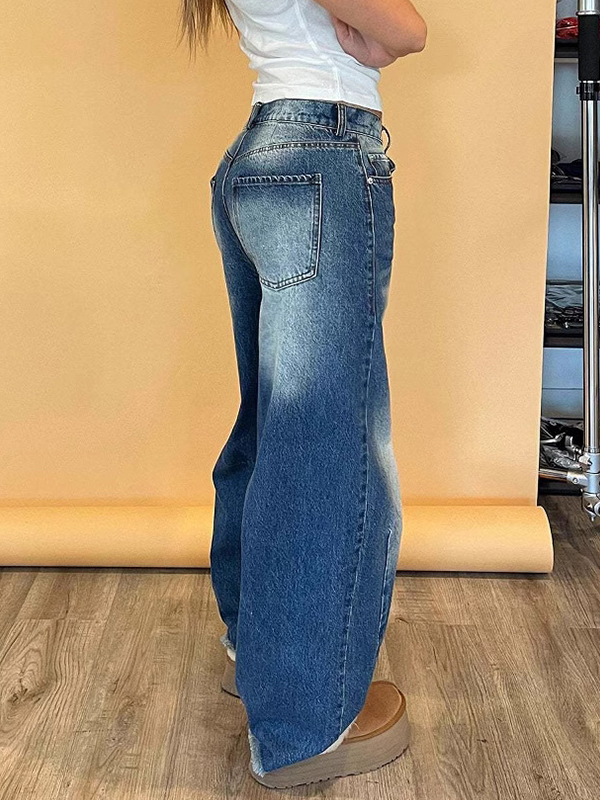 EMMIOL High-Waisted Wide-Leg Boyfriend Jeans