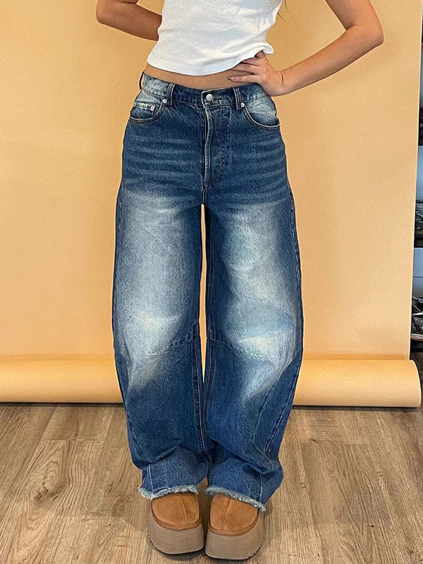 EMMIOL High-Waisted Wide-Leg Boyfriend Jeans