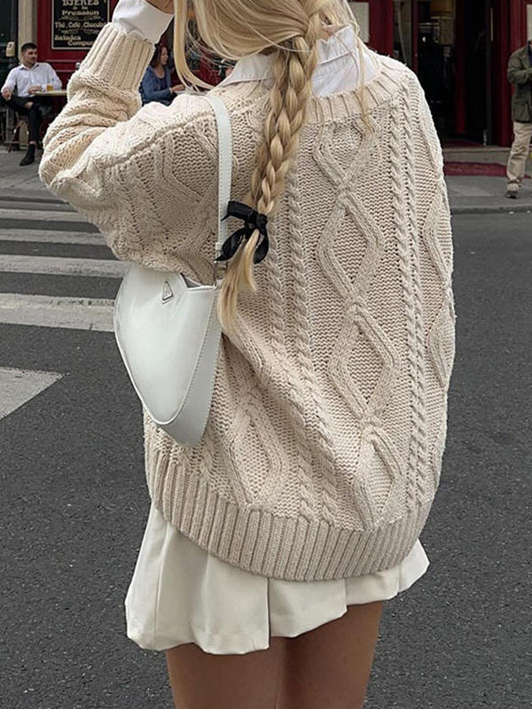 EMMIOL Off-White Twisted Flower Sweaters