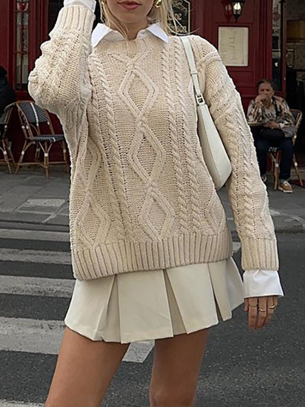 EMMIOL Off-White Twisted Flower Sweaters