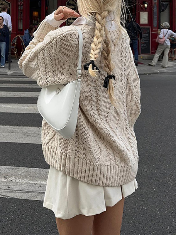 EMMIOL Off-White Twisted Flower Sweaters