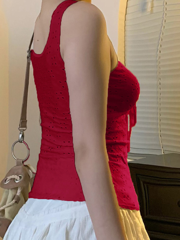 EMMIOL Rotes Tanktop aus strukturiertem Stoff