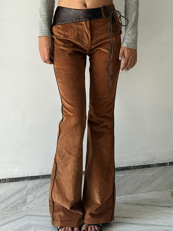 EMMIOL Vintage Brown Corduroy Flare Leg Pants