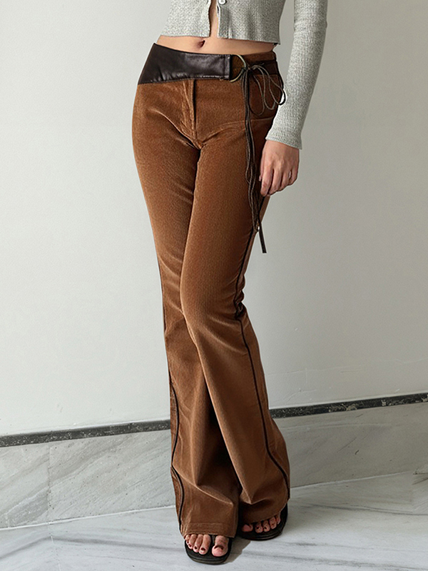 EMMIOL Vintage Brown Corduroy Flare Leg Pants