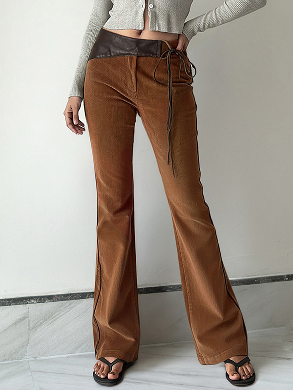 EMMIOL Vintage Brown Corduroy Flare Leg Pants