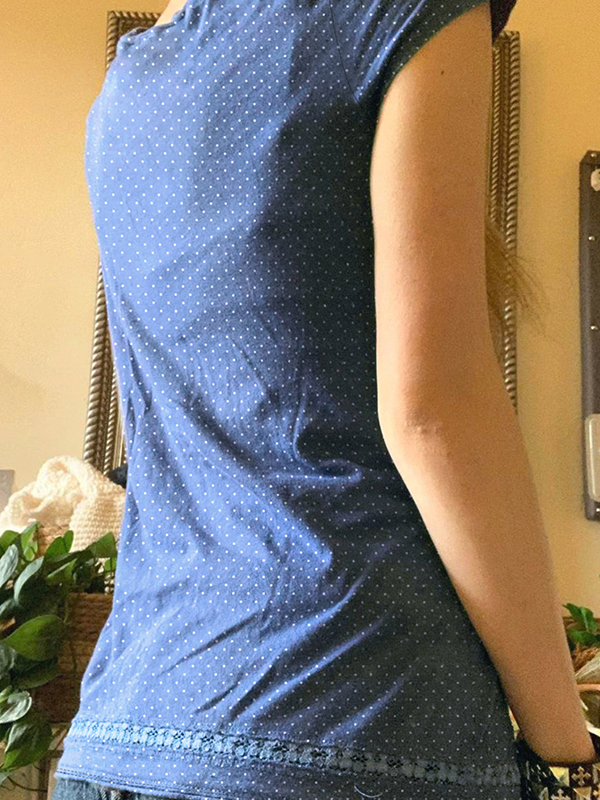 EMMIOL Kurzarm-Rundhalsausschnitt mit Polka-Dot-Muster