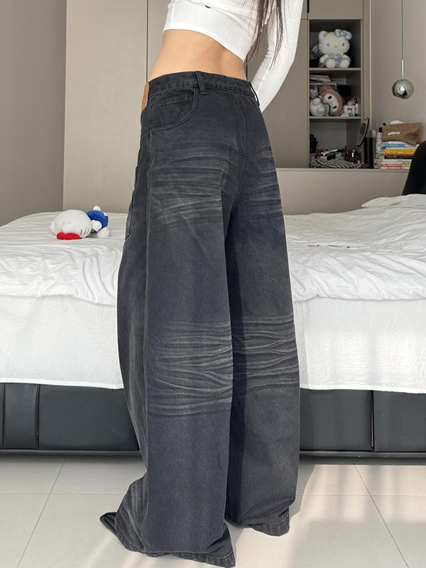 EMMIOL Wash-Faded Finish Boyfriend Jeans