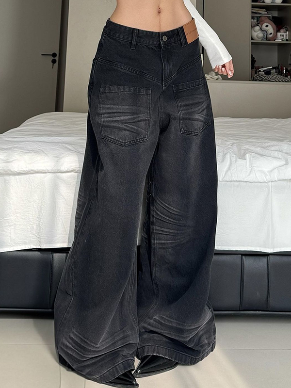 EMMIOL Wash-Faded Finish Boyfriend Jeans