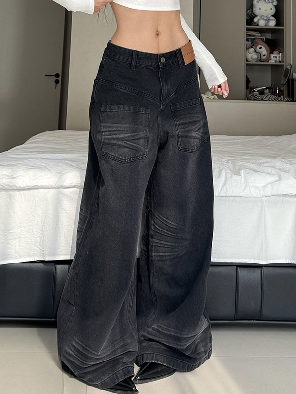 EMMIOL Wash-Faded Finish Boyfriend Jeans