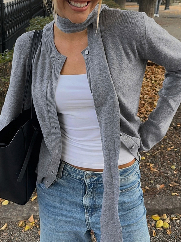 EMMIOL Maßgeschneiderter Schal-Cardigan