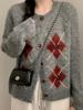 EMMIOL Retro-Strickjacke mit Rautenmuster
