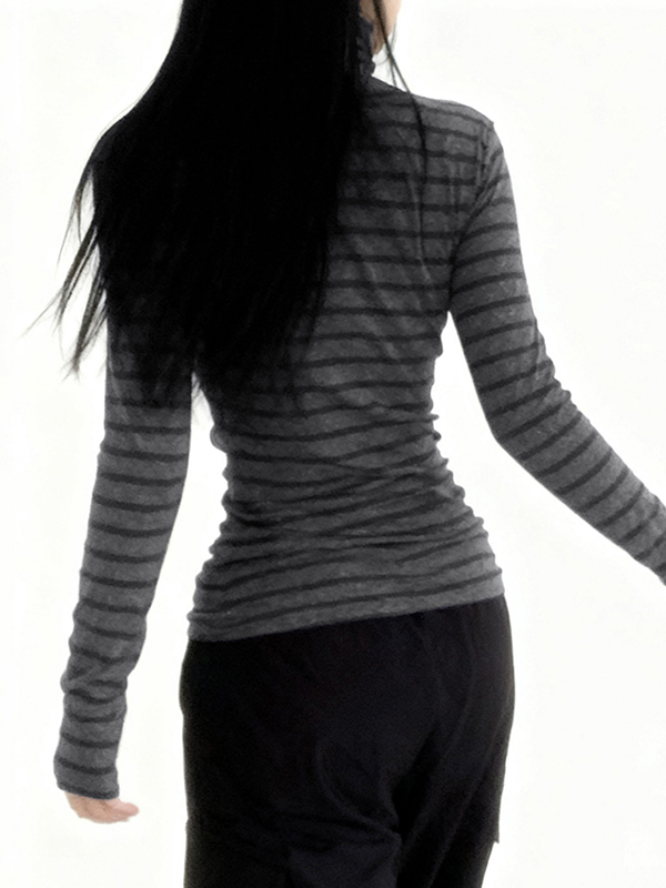 EMMIOL Langarmshirt mit lässigen Streifen im Retro-Stil