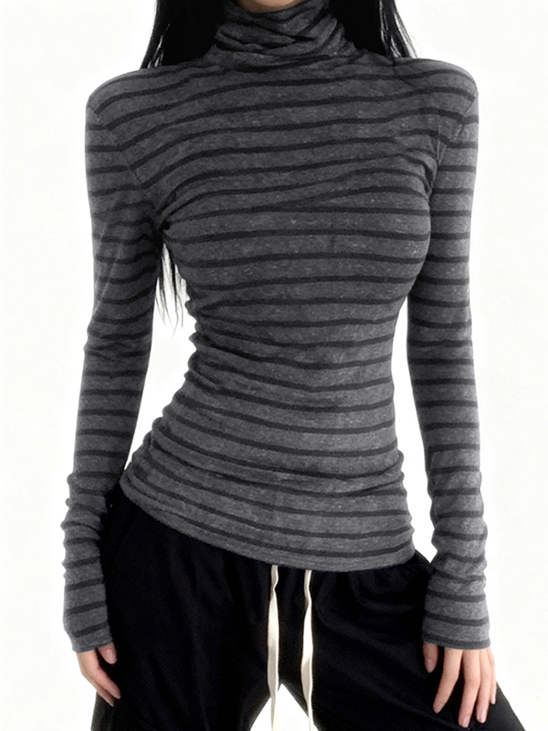 EMMIOL Langarmshirt mit lässigen Streifen im Retro-Stil