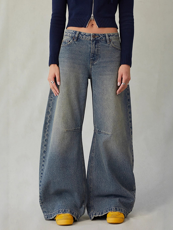 EMMIOL Low-Rise Baggy Boyfriend Jeans