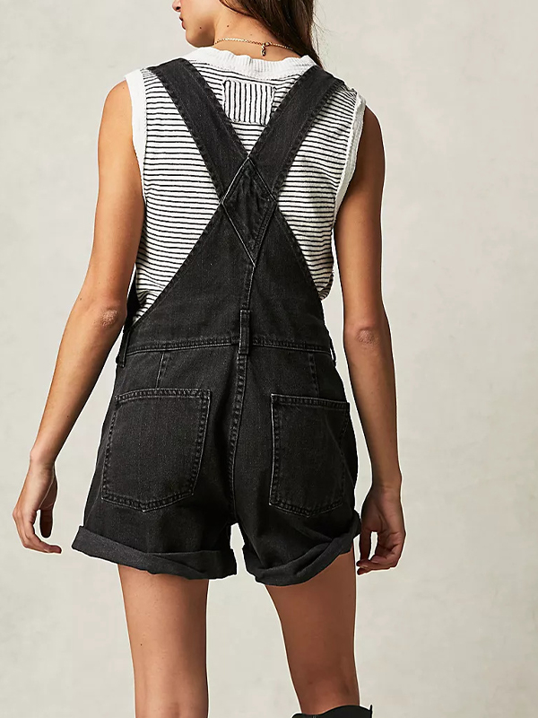 EMMIOL Solid-Color Loose-Fit Multi-Pocket Overall