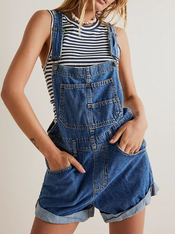 EMMIOL Solid-Color Loose-Fit Multi-Pocket Overall