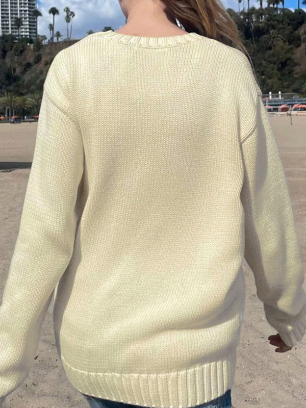 EMMIOL Loose-Fitting Crew Neck Sweaters