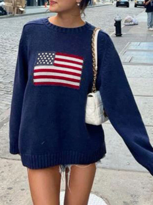 EMMIOL Loose-Fitting Crew Neck Sweaters