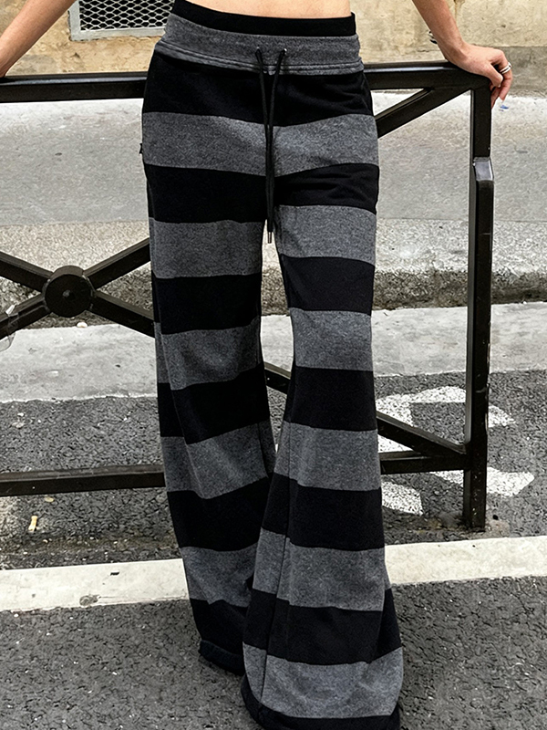 EMMIOL Pantaloni a gamba dritta con strisce a contrasto