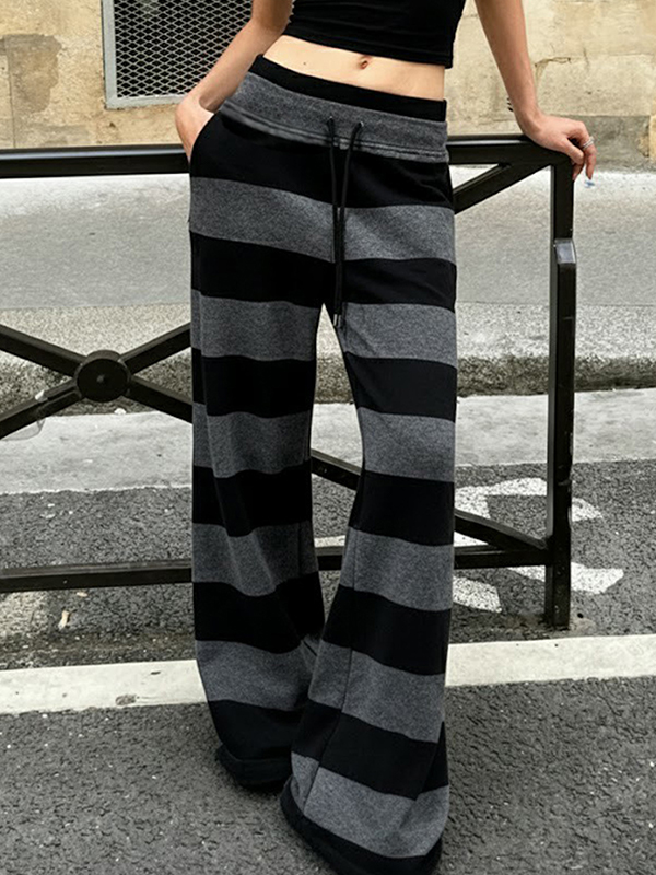 EMMIOL Pantaloni a gamba dritta con strisce a contrasto