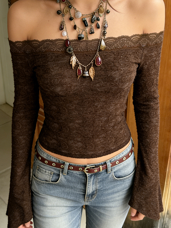 EMMIOL One-Shoulder Bell Sleeves Long Sleeve