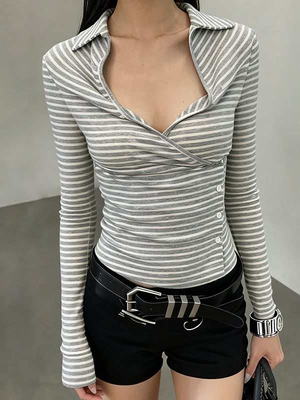 EMMIOL Contrasting Stripes Long Sleeve