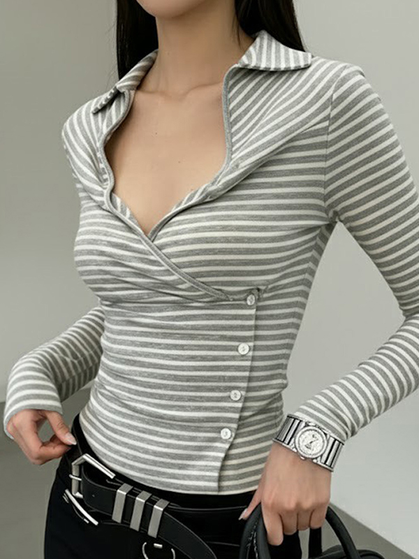 EMMIOL Contrasting Stripes Long Sleeve