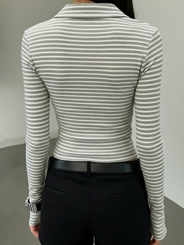EMMIOL Contrasting Stripes Long Sleeve