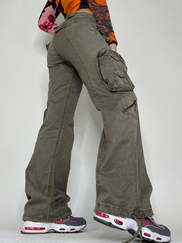 EMMIOL Jeans cargo multitasche a gamba dritta